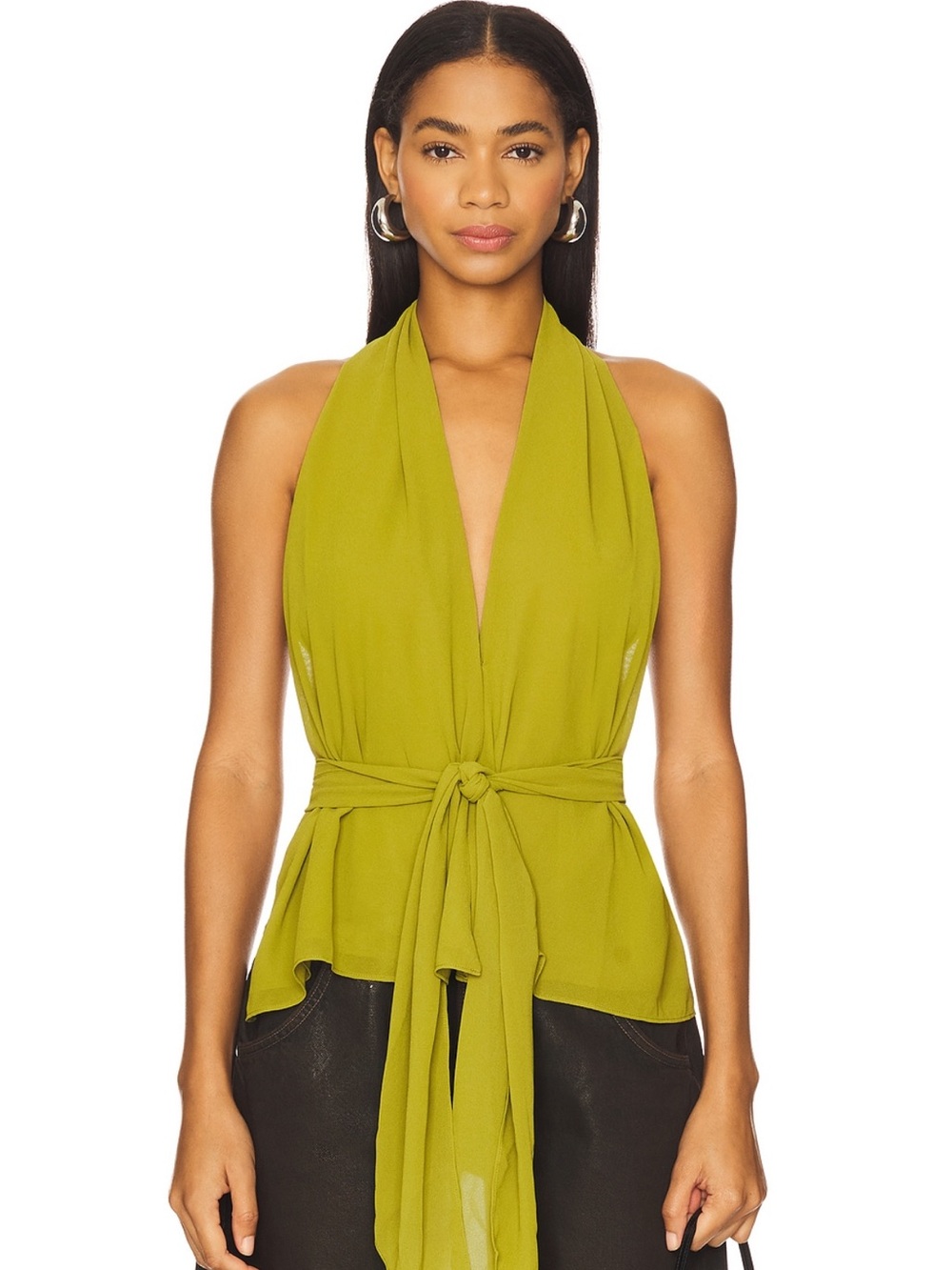 Lovers + Friends Olive Halter Tie-Front Blouse